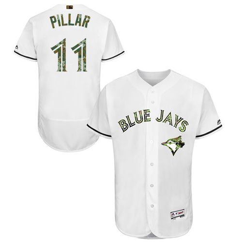 Blue Jays #11 Kevin Pillar White Flexbase Authentic Collection Memorial Day Stitched MLB Jersey - Click Image to Close